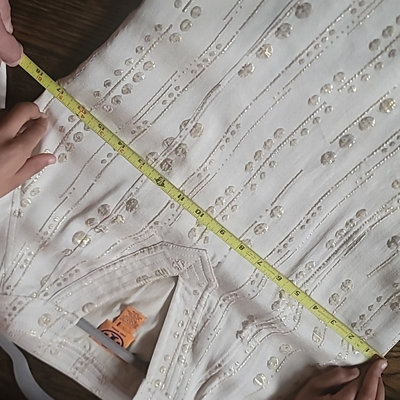 Tory Burch Metallic Print Split-Neck Tunic Dress - Picture 8 of 8